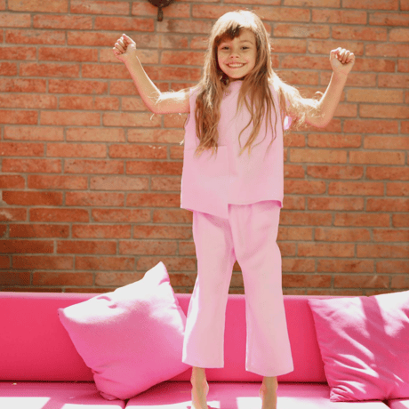Eshvikids_LINEN SET (GREY/PINK/YELLOW) / 3,4years
