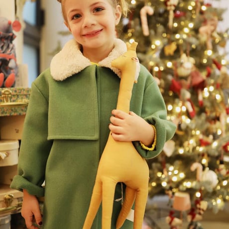 Eshvikids_FOX FUR COAT (BURGUNDY/GREEN) / 3,4,5,6years