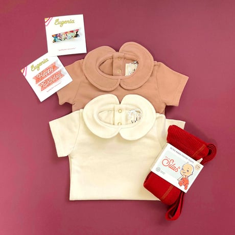 Vild-House of Little_COLLARED BODYSUIT (NATURAL ECRU/NATURAL PINK) / 3-6,9-12months