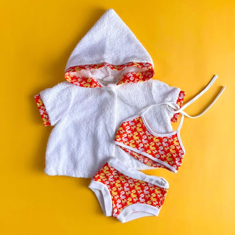 70s swimwear&foodie tops set / 2years