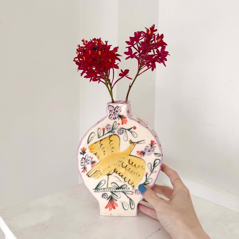 Celia Wood_SLAB VASES (yellow bird,pink bird) |
