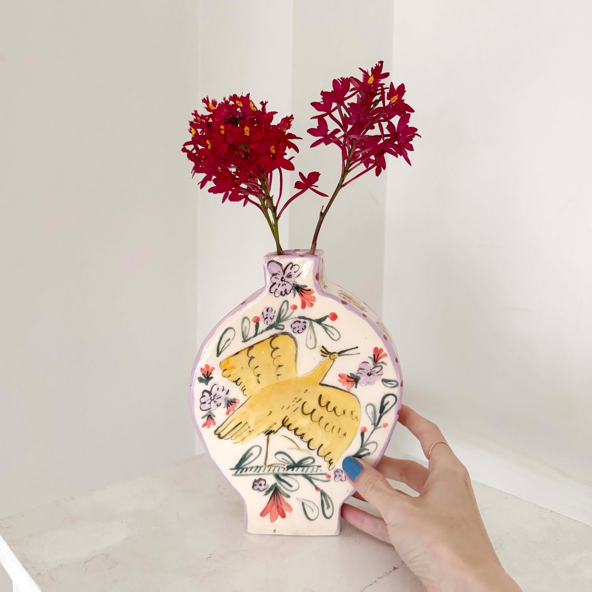 Celia Wood_SLAB VASES (yellow bird,pink bird) |