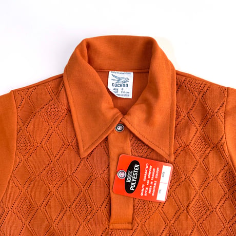 70s polo shirts (Orange,Blue,Brown) / 6years・116cm (dead stock)