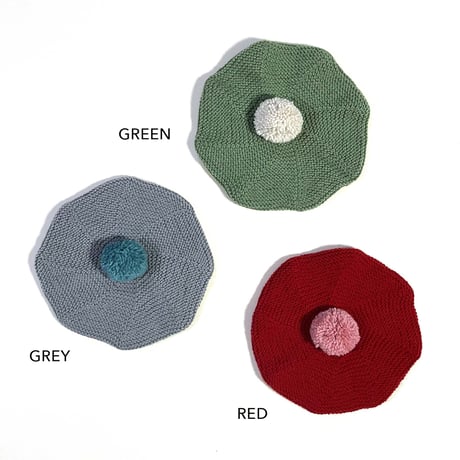 RKO_Beret Hat (GREY/RED) / 3-5years