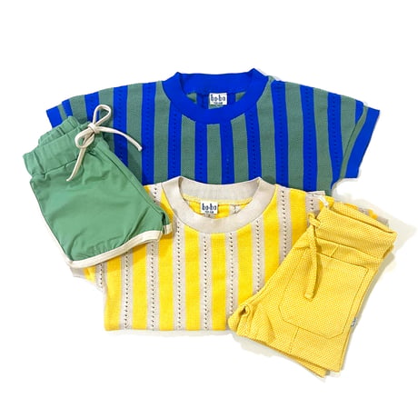 Ba*Ba kidswear_Knit Shirt (YELLOW,GREEN BLUE) / 5-6,7-8years