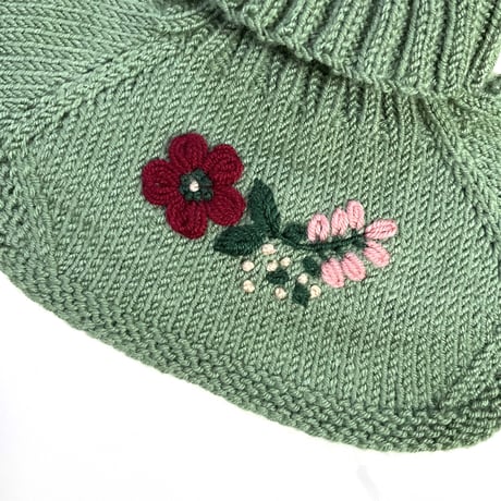 RKO_Embroidery Scarf (GREY/PINK/GREEN) / 1-3,3-5years
