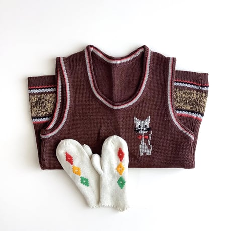 70s cat knitting dress