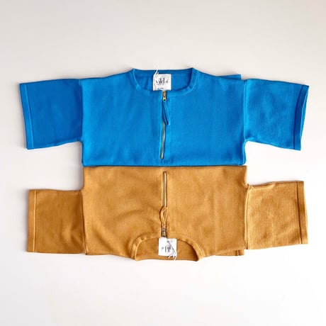 Vild-House of Little_KIMONO SHIRT (ARCHIPELAGO BLUE/DARK OCHRE) / 3-4,4-5,5-6years
