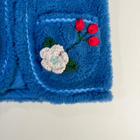 RKO_Floral Fluffy Vest (WHITE/BLUE) / 1-2,3-4years