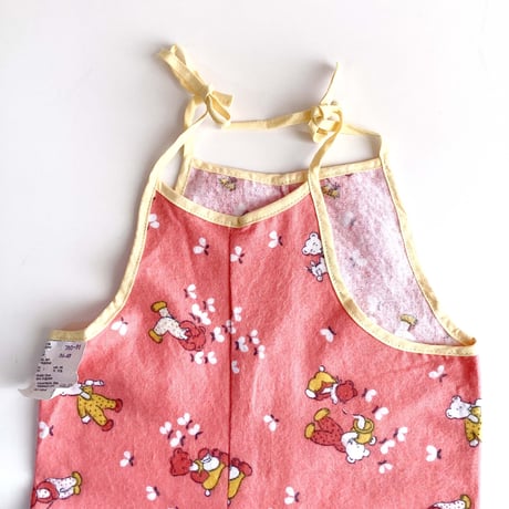 60s textile romper&bib set  (dead stock)
