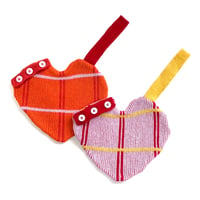 LIGNE NOIRE E. _TARTAN MINI HEART BAG (PINK/ORANGE)