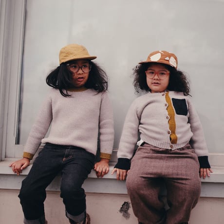 NAMUUU_BOUCLE TRIM CREWNECK (Camel/Grey) /2,3,4,5years
