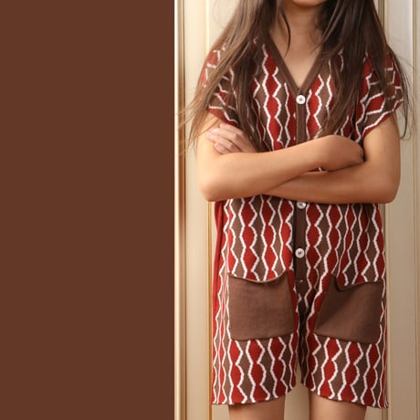 LIGNE NOIRE ENFANTS_ JUMPSUIT JACQUARD (TERRA DI SIENA) / 8years