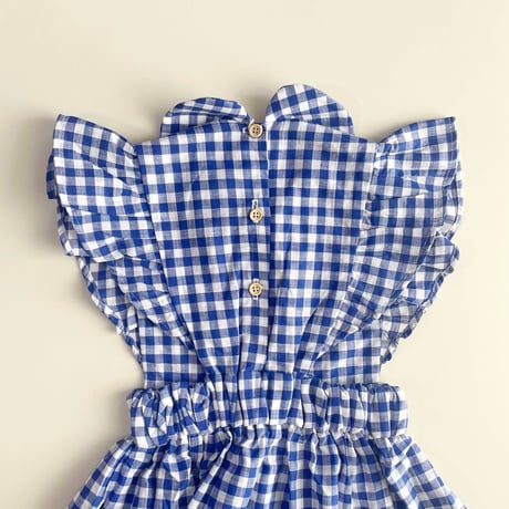 RKO_Checkered Dress with Embroidery (Red,Blue) / 3-4,4-5,5-6,6-7years