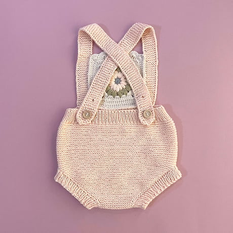 RKO_Romper with Flower Crochet (Peach,Pink,Grey) / 3-6,6-9,9-12months