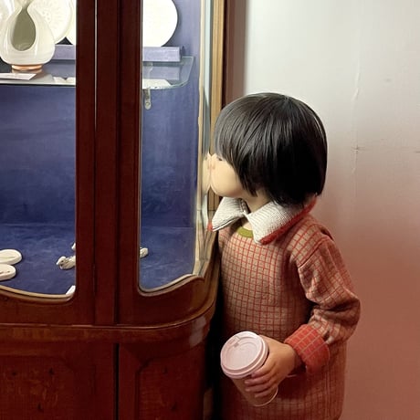 NAMUUU_WINDOWPANE CREWNECK (Camel×Red/Sea Green×Olive) / 2-3years,4-5years