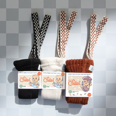 SILLY Silas Granny Teddy Warmy Footless Collection_Cinnamon Checked