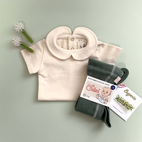 Vild-House of Little_COLLARED BODYSUIT (NATURAL ECRU/NATURAL PINK) / 3-6,9-12months