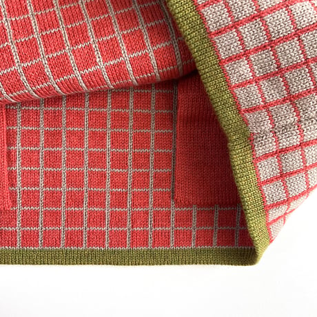 NAMUUU_WINDOWPANE CREWNECK (Camel×Red/Sea Green×Olive) / 2-3years,4-5years