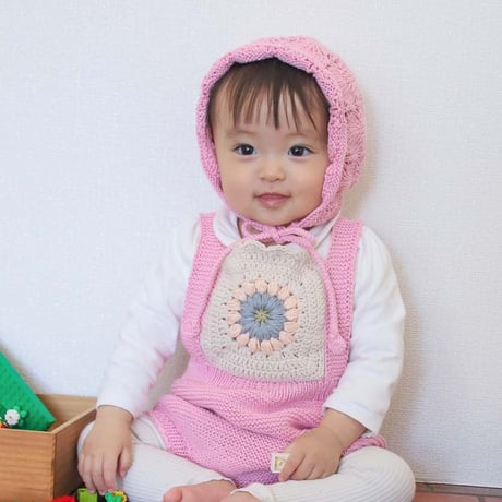 RKO_Lace Bonnet Hat (Peach,Pink) / 3-6.6-12months