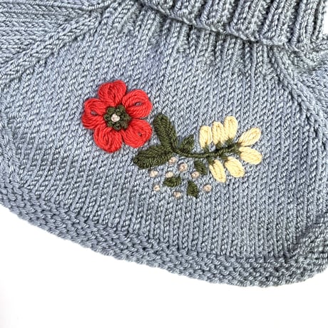 RKO_Embroidery Scarf (GREY/PINK/GREEN) / 1-3,3-5years