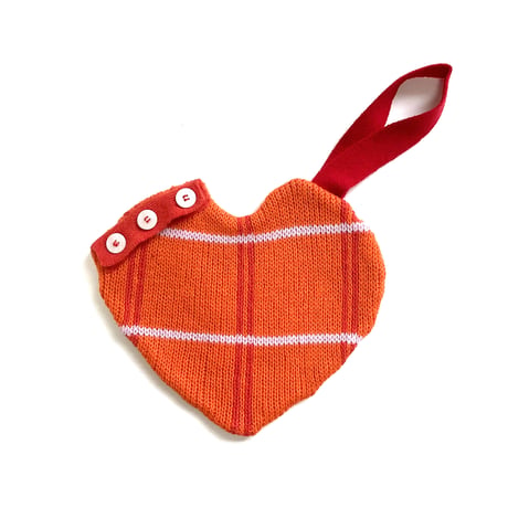 LIGNE NOIRE E. _TARTAN MINI HEART BAG (PINK/ORANGE)