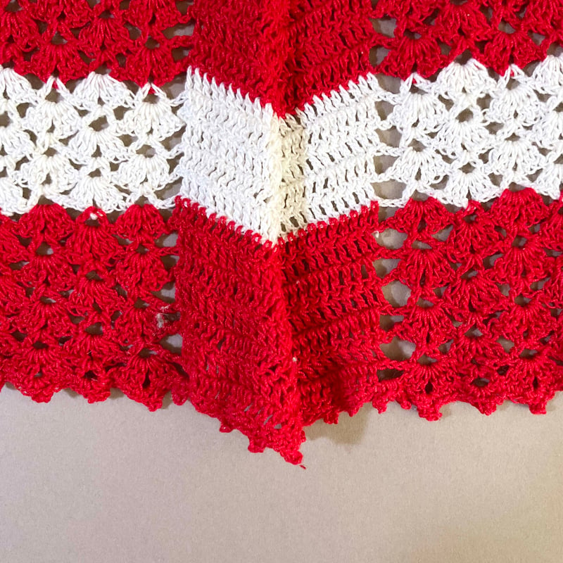 60s crochet apron (Red) | 2e CHESTS