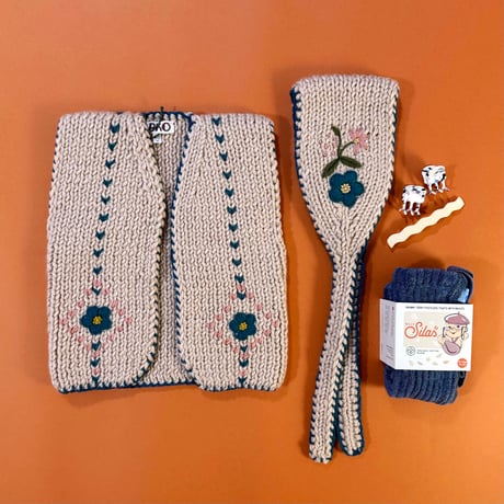 RKO_Floral Vest (GREY/BROWN/BLUE) / 3-4,5-6years