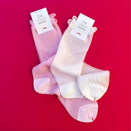 2e CHESTS×MARCOMONDE_SHEER LADYS socks (Pink,White)