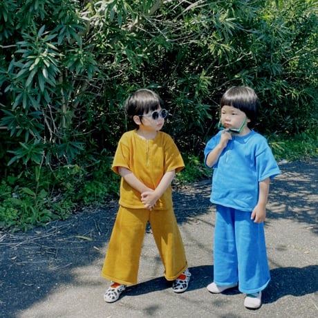 Vild-House of Little_WIDE LEG TROUSERS (ARCHIPELAGO BLUE/DARK OCHRE) / 2-3,3-4,4-5,5-6years