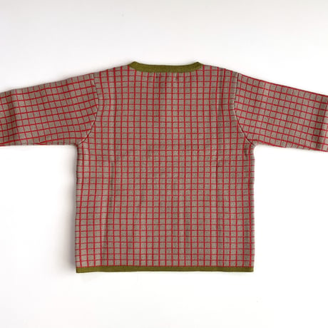 NAMUUU_WINDOWPANE CREWNECK (Camel×Red/Sea Green×Olive) / 2-3years,4-5years
