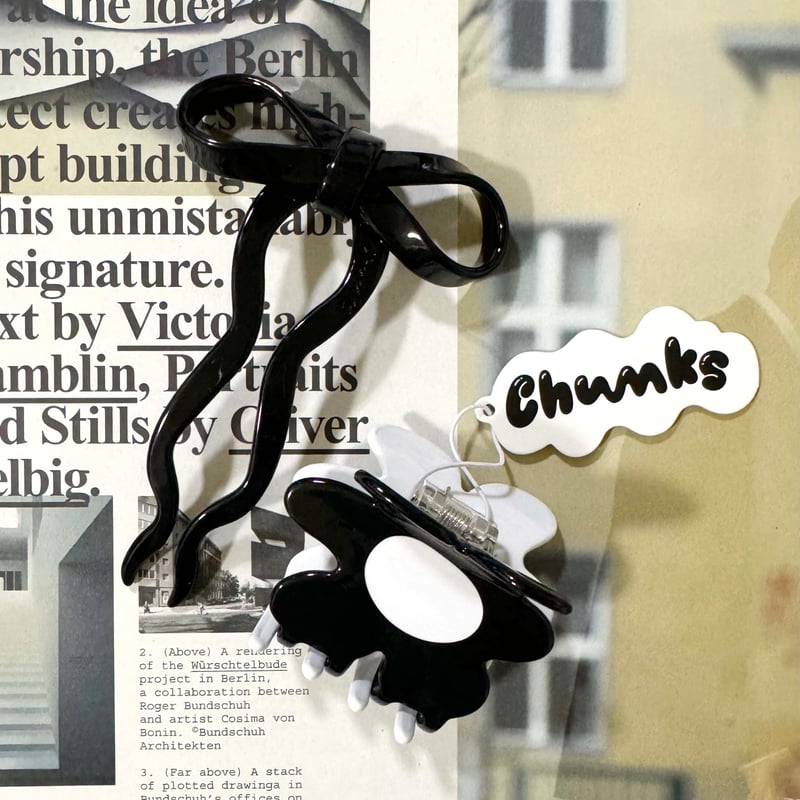 CHUNKS_Bow Hairpin (Cherry,Cream) | 2e CHESTS