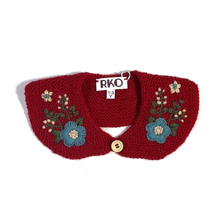 RKO_Embroidery Collar (GREY/GREEN/RED) / 1-3,3-5years
