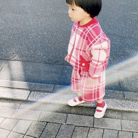 LIGNE NOIRE ENFANTS_ TARTAN JACKET (Fuxia/Gold Beige) / 2years