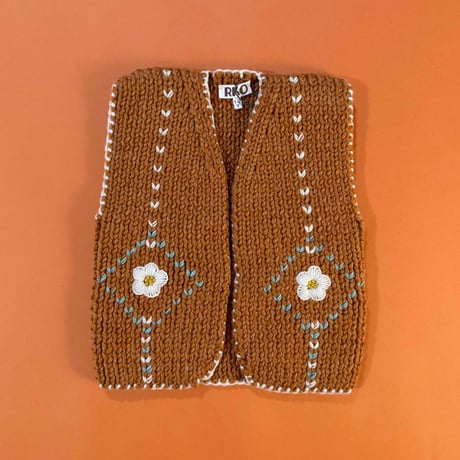 RKO_Floral Vest (GREY/BROWN/BLUE) / 3-4,5-6years