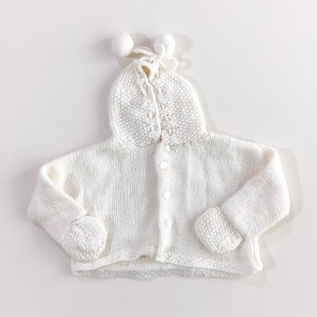 white knitting foodie cardigan