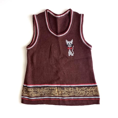 70s cat knitting dress
