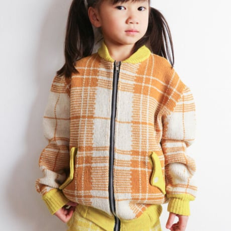 LIGNE NOIRE ENFANTS_ TARTAN JACKET (Fuxia/Gold Beige) / 2years