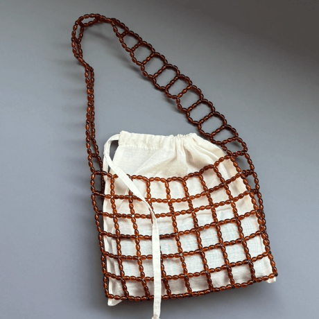 inner and inner_Mini Glass Bag (White,Brown)