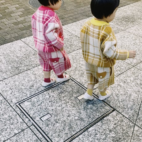 LIGNE NOIRE ENFANTS_ TARTAN JACKET (Fuxia/Gold Beige) / 2years