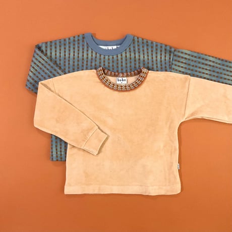 Ba*Ba kidswear_Long Sleeve (VELVET PEACH/BLOCKS) / 110,116cm