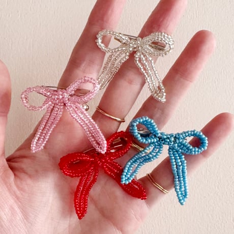 La Fleur Perlélite_Bow Brooch (Turquoise,Red)