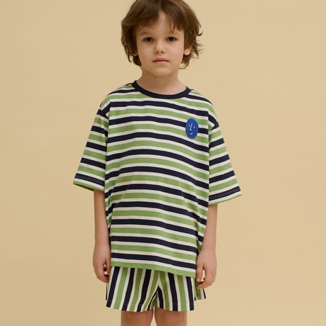 OXOX CLUB_Striped Potato Patch Tee (Green,Yellow) / 86-92,98-104,110-116,122-128,134-140cm