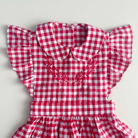 RKO_Checkered Dress with Embroidery (Red,Blue) / 3-4,4-5,5-6,6-7years