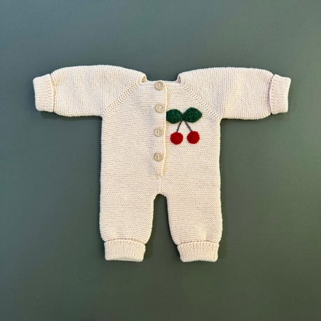 RKO_Cherry Romper (BEIGE/GREY) / 3-6,6-12months