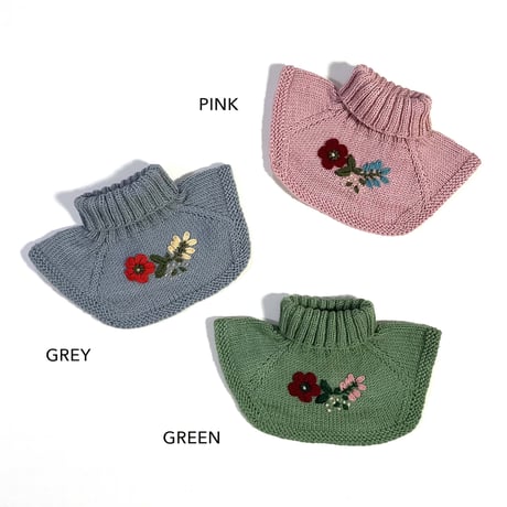 RKO_Embroidery Scarf (GREY/PINK/GREEN) / 1-3,3-5years