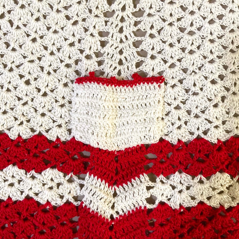 60s crochet apron (Red) | 2e CHESTS