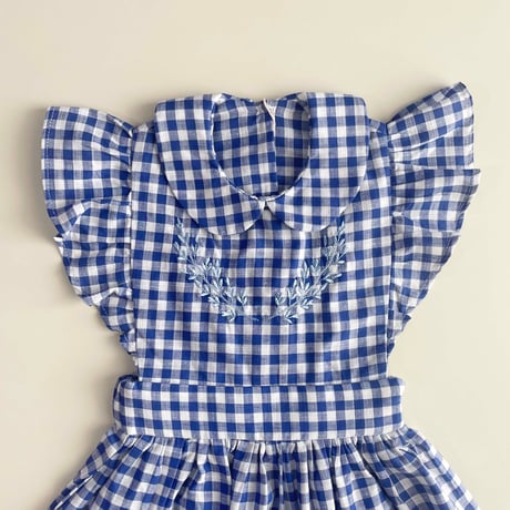 RKO_Checkered Dress with Embroidery (Red,Blue) / 3-4,4-5,5-6,6-7years