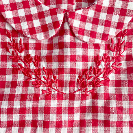 RKO_Checkered Dress with Embroidery (Red,Blue) / 3-4,4-5,5-6,6-7years