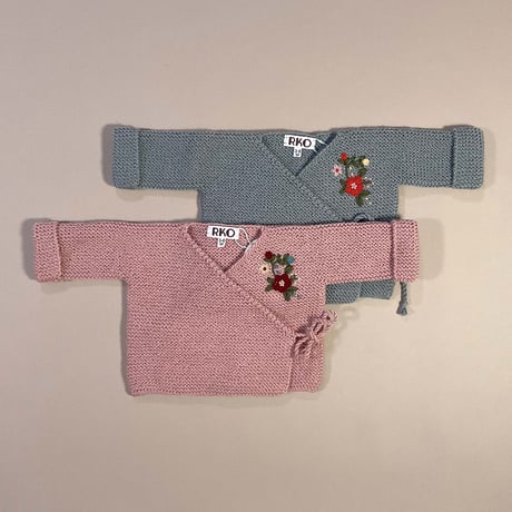 RKO_Embroidery Cardigan (GREY/PINK) / 3-6months
